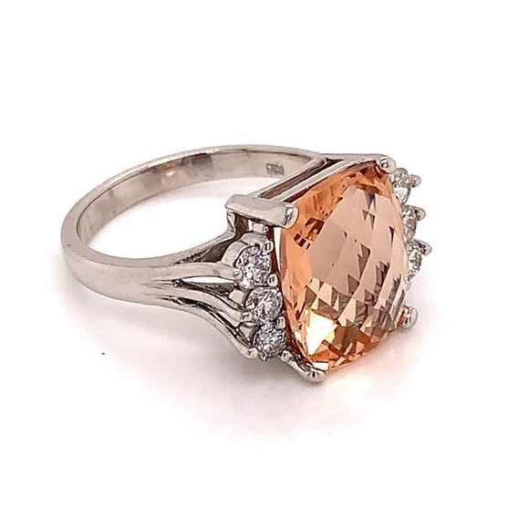 Diamond Morganite Ring Size 7.25 14k Gold 5.60 TCW Certified $5,950 120600 - Picture 10 of 14